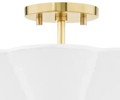 Ursula Semi Flush Mount - Aged Brass - Ivory