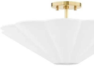 Ursula Semi Flush Mount - Aged Brass - Ivory