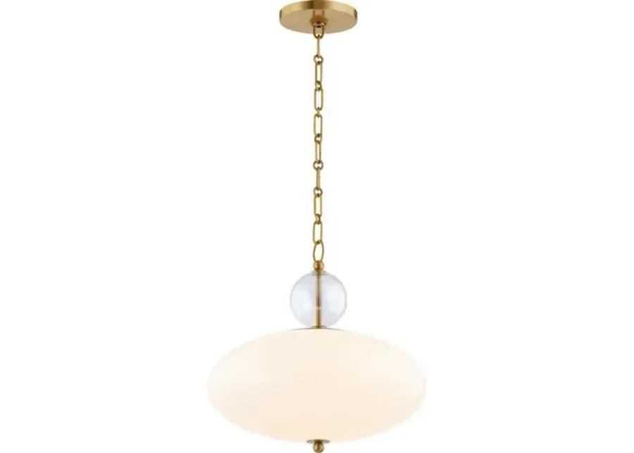 Victoria Pendant - Aged Brass - White