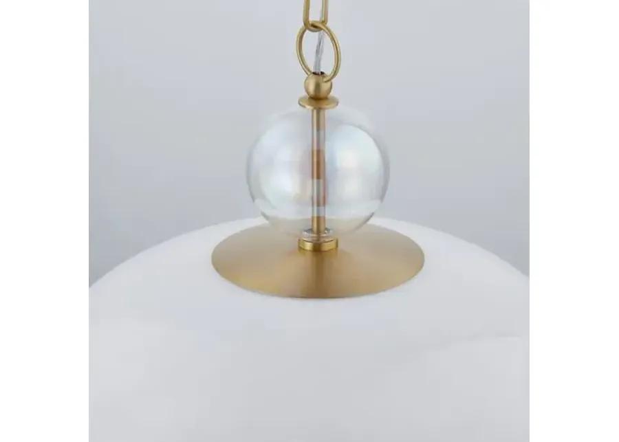 Victoria Pendant - Aged Brass - White