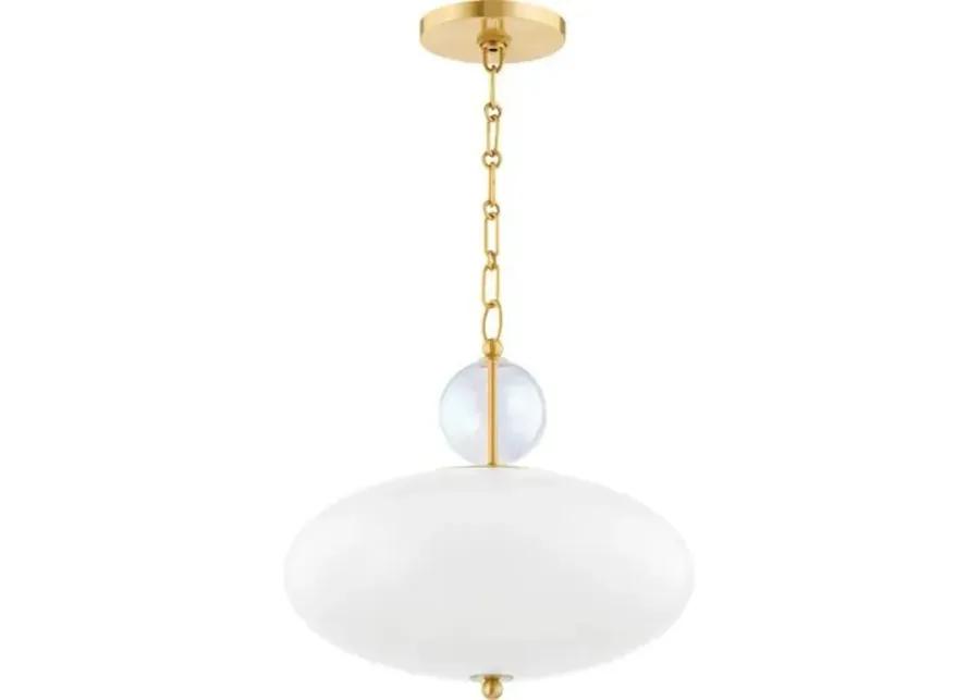 Victoria Pendant - Aged Brass - White