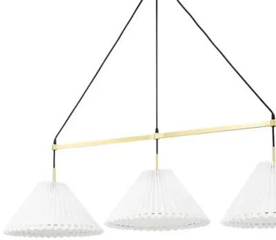 Avi Shaded Linear Chandelier - Belgian Linen - Gold