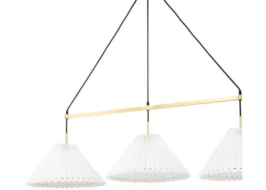 Avi Shaded Linear Chandelier - Belgian Linen - Gold