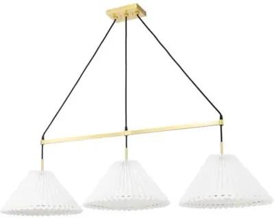 Avi Shaded Linear Chandelier - Belgian Linen - Gold