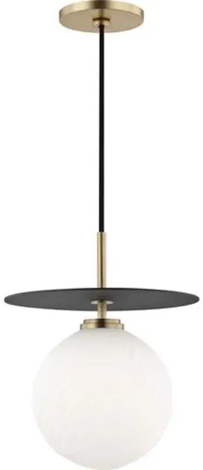 Darien Pendant - Aged Brass/Black - White