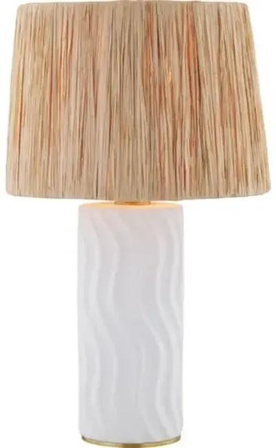 Rosalind Table Lamp - White/Raffia - Beige