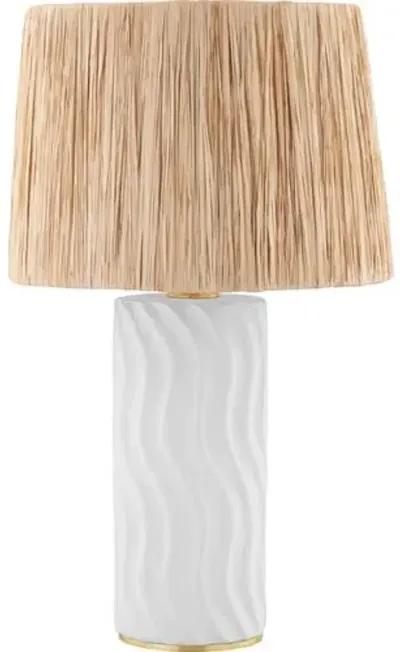 Rosalind Table Lamp - White/Raffia - Beige