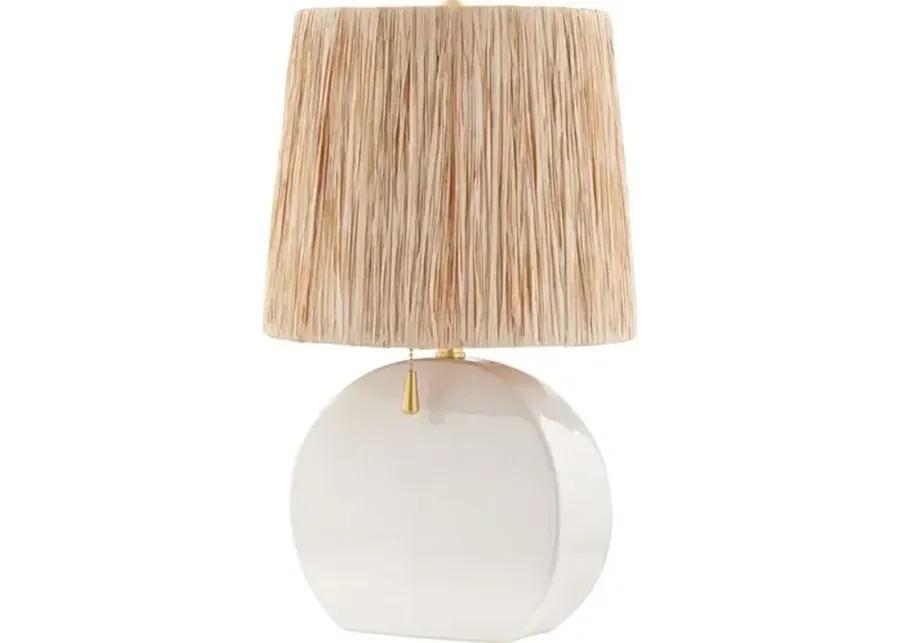 Georgiana Table Lamp - White/Raffia - Beige