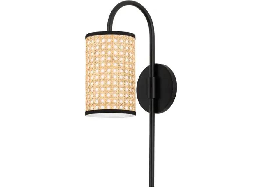 Cosette Wall Sconce - Natural Cane/Soft Black - Beige