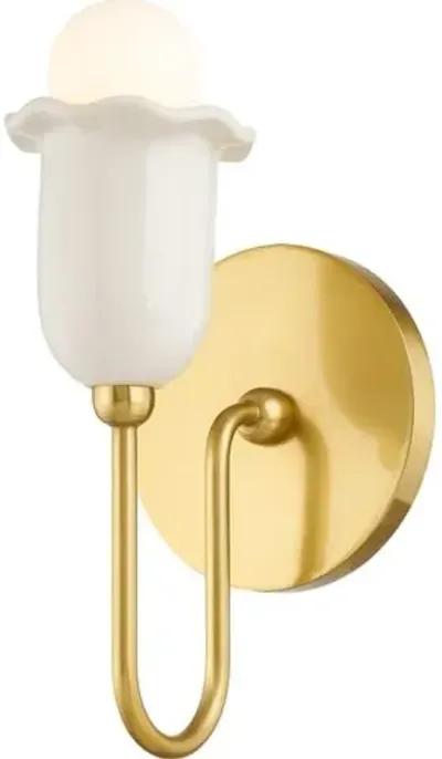 Trevina Wall Sconce - Cream/Aged Brass - Gold