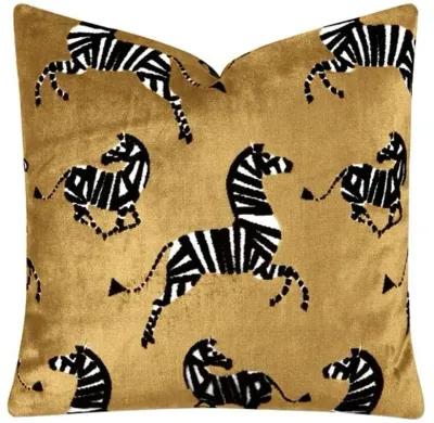 Kona Zebra Velvet Pillow - Gold