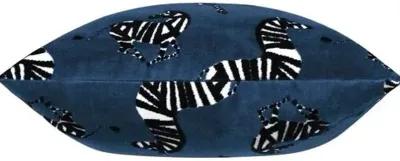 Kona Zebra Velvet Pillow - Blue