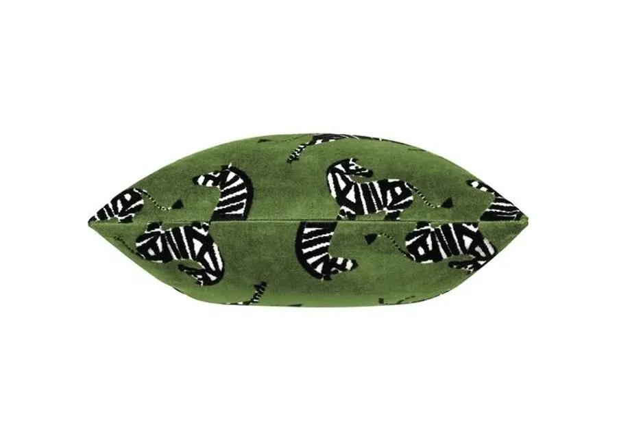 Kona Zebra Velvet Pillow - Green