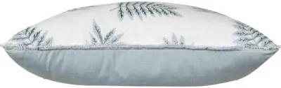 Lotty 13x22 Embroidered Leaf Lumbar Pillow - White/Blue