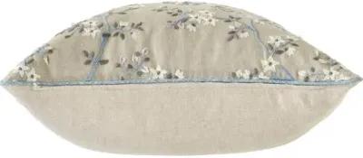 Sakura Embroidered Floral Pillow - Neutral