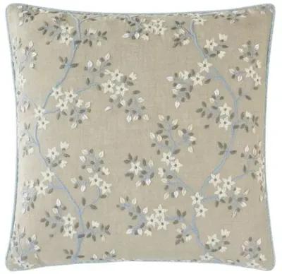 Sakura Embroidered Floral Pillow - Neutral