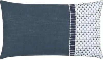 Oceane 13x22 Embroidered Cuff Lumbar Pillow - Navy - Handcrafted