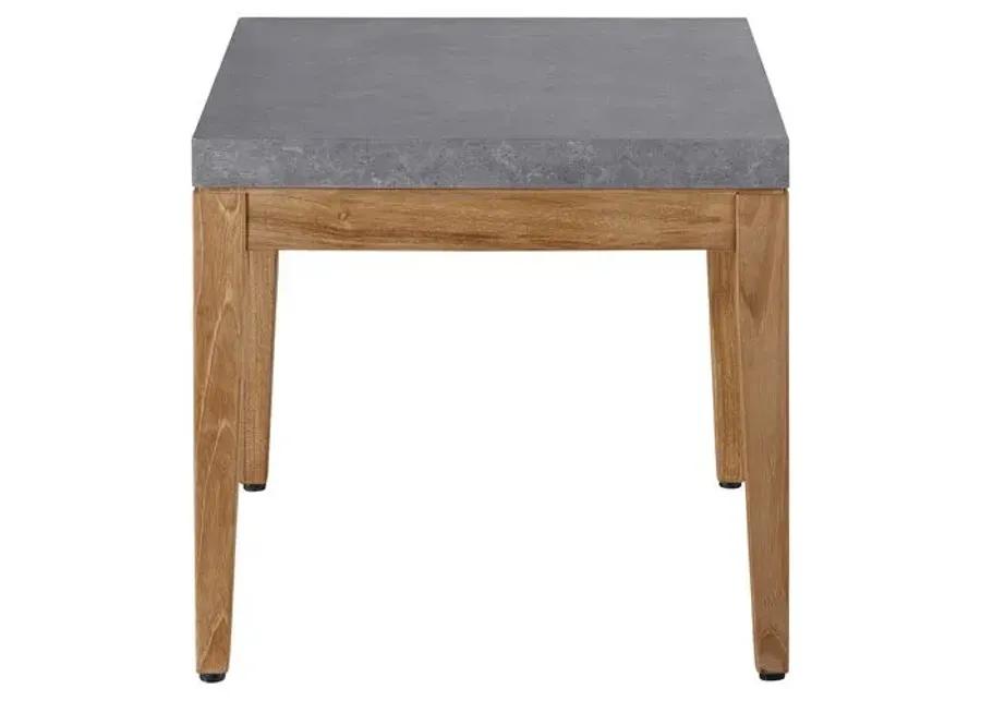 Coastal Living Emerson Outdoor End Table - Gray Stone/Natural Teak - Brown