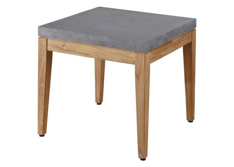 Coastal Living Emerson Outdoor End Table - Gray Stone/Natural Teak - Brown