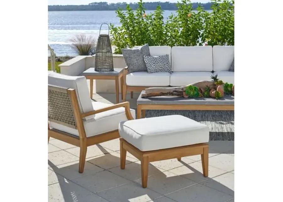 Coastal Living Emerson Outdoor Ottoman - Natural Teak/White - Brown