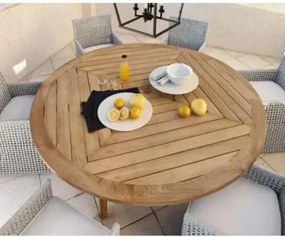 Coastal Living Emerson Outdoor Round Dining Table - Natural Teak