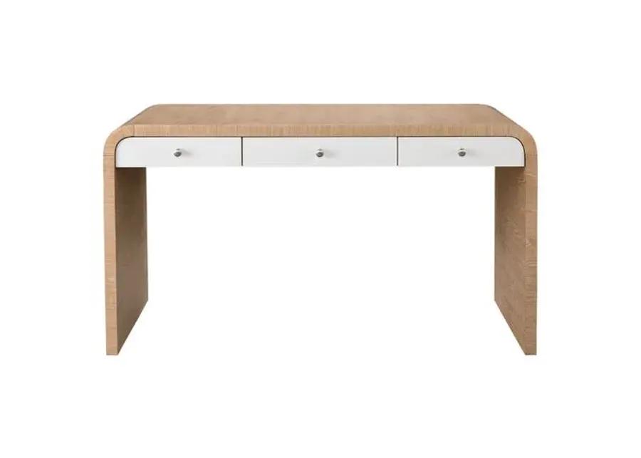 Avani Waterfall Desk - Natural/White - Beige