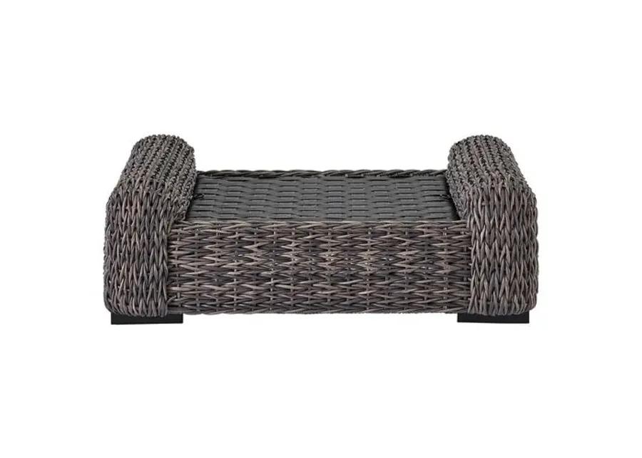 Coastal Living Kazemi Outdoor Wicker Ottoman - Brown/White