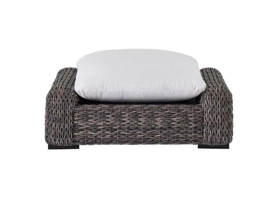 Coastal Living Kazemi Outdoor Wicker Ottoman - Brown/White