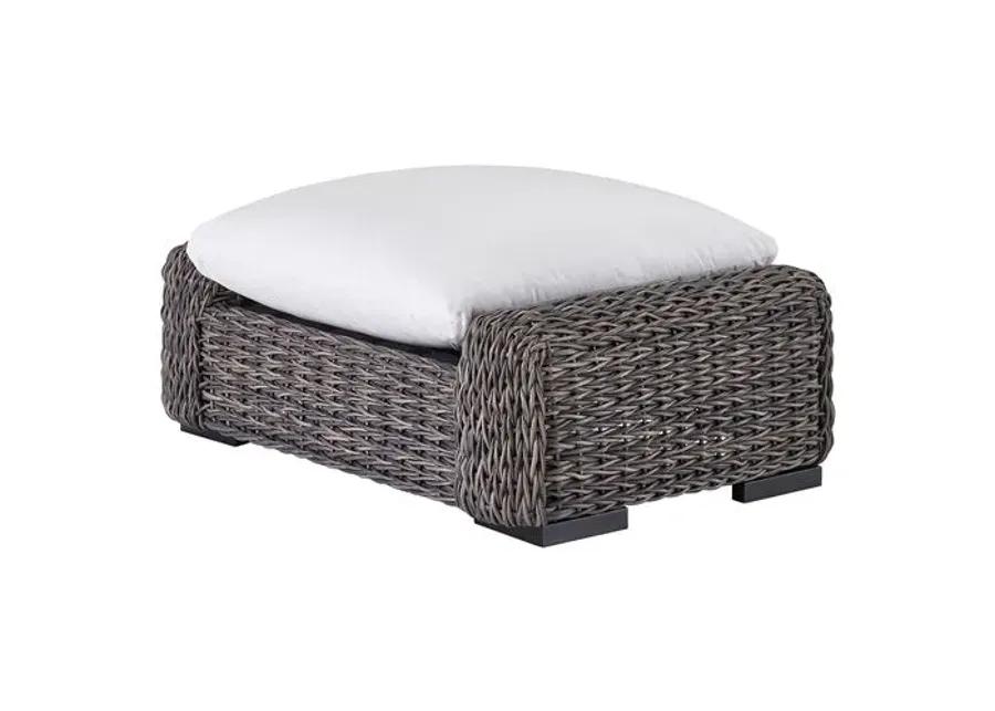 Coastal Living Kazemi Outdoor Wicker Ottoman - Brown/White