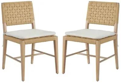 Set of 2 Avani Side Chairs - Natural Oak/Ivory - Brown