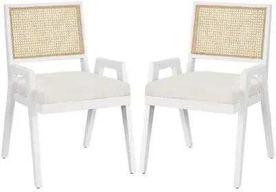 Set of 2 Avani Arm Chairs - White/Cane