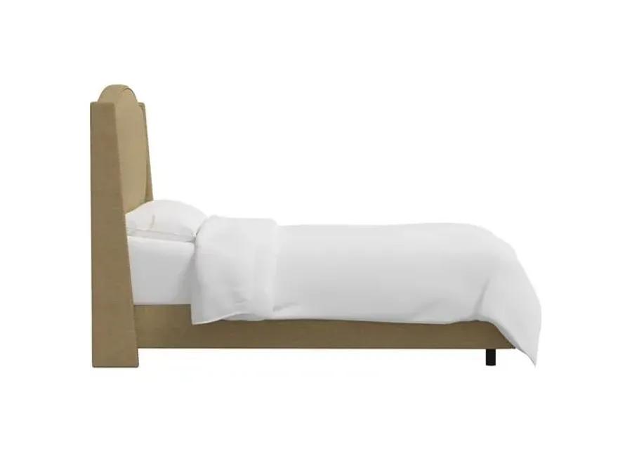 Cole Wingback Bed - Linen - Beige, Comfortable, Durable