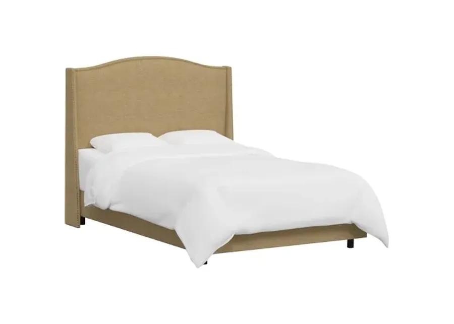 Cole Wingback Bed - Linen - Beige, Comfortable, Durable