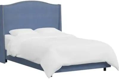 Cole Wingback Bed - Linen - Blue, Comfortable, Durable