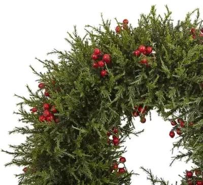 20in. Cedar Berry Wreath - Green