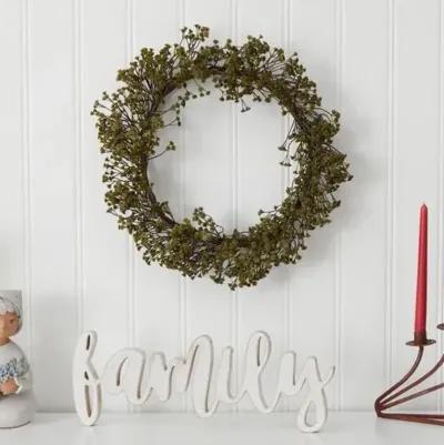 Faux 20in Gypsophila Wreath - Green