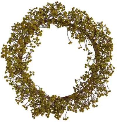 Faux 20in Gypsophila Wreath - Green