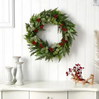 Faux 24in Eucalyptus Wreath - Green