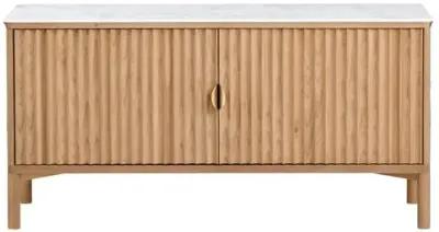 Elodie Reeded Marble Top Sideboard - Natural Ash - Tulsi Home - Brown