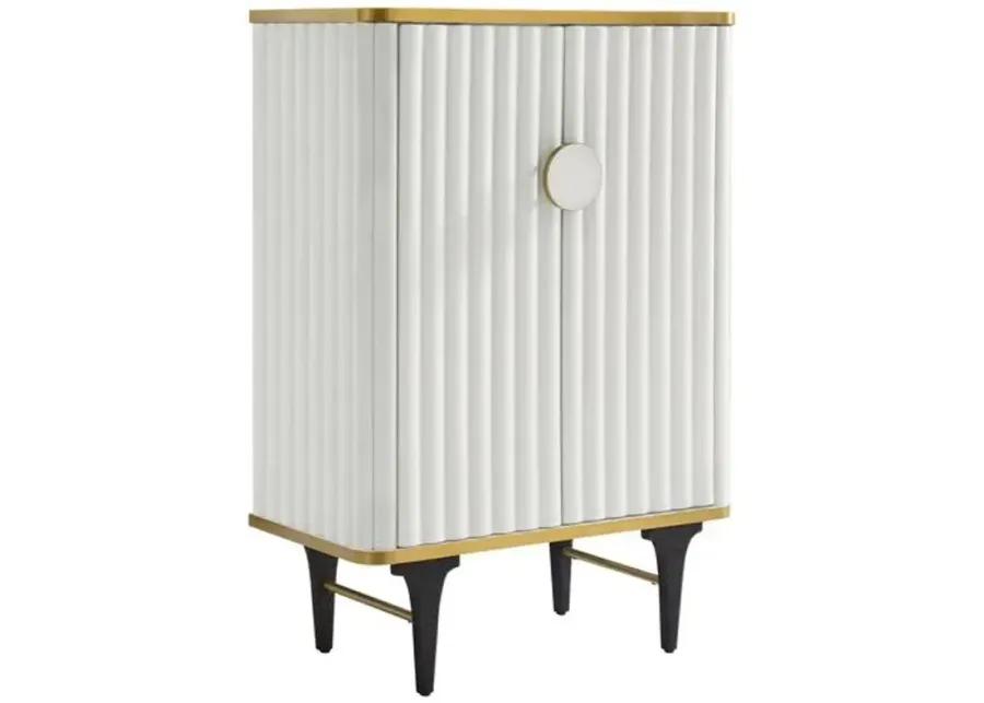 Tibby Velvet Bar Cabinet - Handcrafted - White