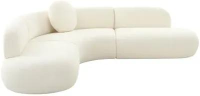 Hiro Boucle Curved Sectional - Cream - Handcrafted - White