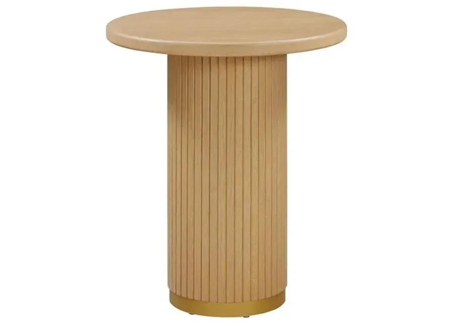 Aurora Fluted 26" Round Entry Table - Natural Ash - Brown