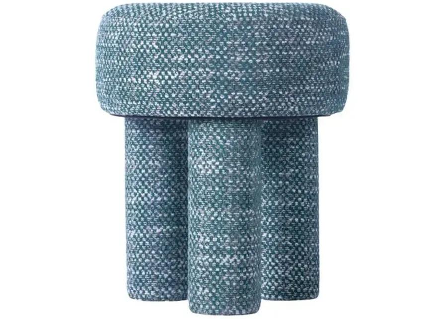 Tina Nubby Accent Stool - Handcrafted - Green