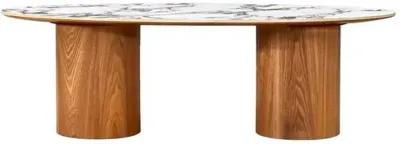 Jules Ceramic Oval Coffee Table - Handcrafted - Brown