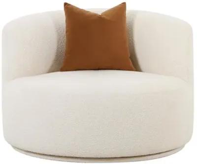 Kylan Boucle Swivel Chair - Cream - Handcrafted