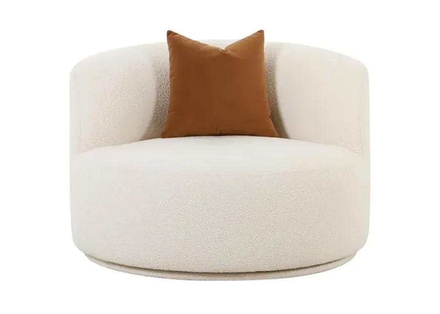 Kylan Boucle Swivel Chair - Cream - Handcrafted