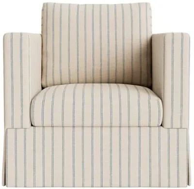 Marth Stewart Brock Chair - Lily Pond Linen Weave Stripe - Handcrafted - Blue