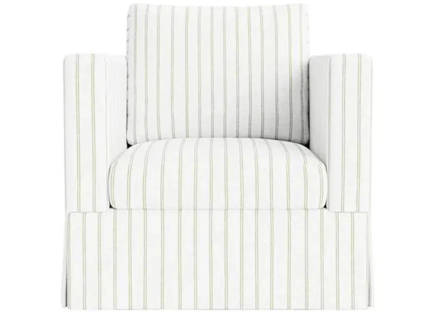 Marth Stewart Brock Chair - Lily Pond Linen Weave Stripe - Handcrafted - Green