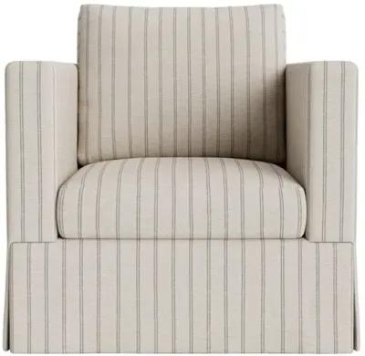 Marth Stewart Brock Chair - Lily Pond Linen Weave Stripe - Handcrafted - Gray