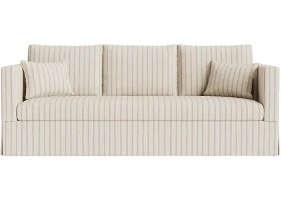 Marth Stewart Brock Sofa - Lily Pond Linen Weave Stripe - Handcrafted